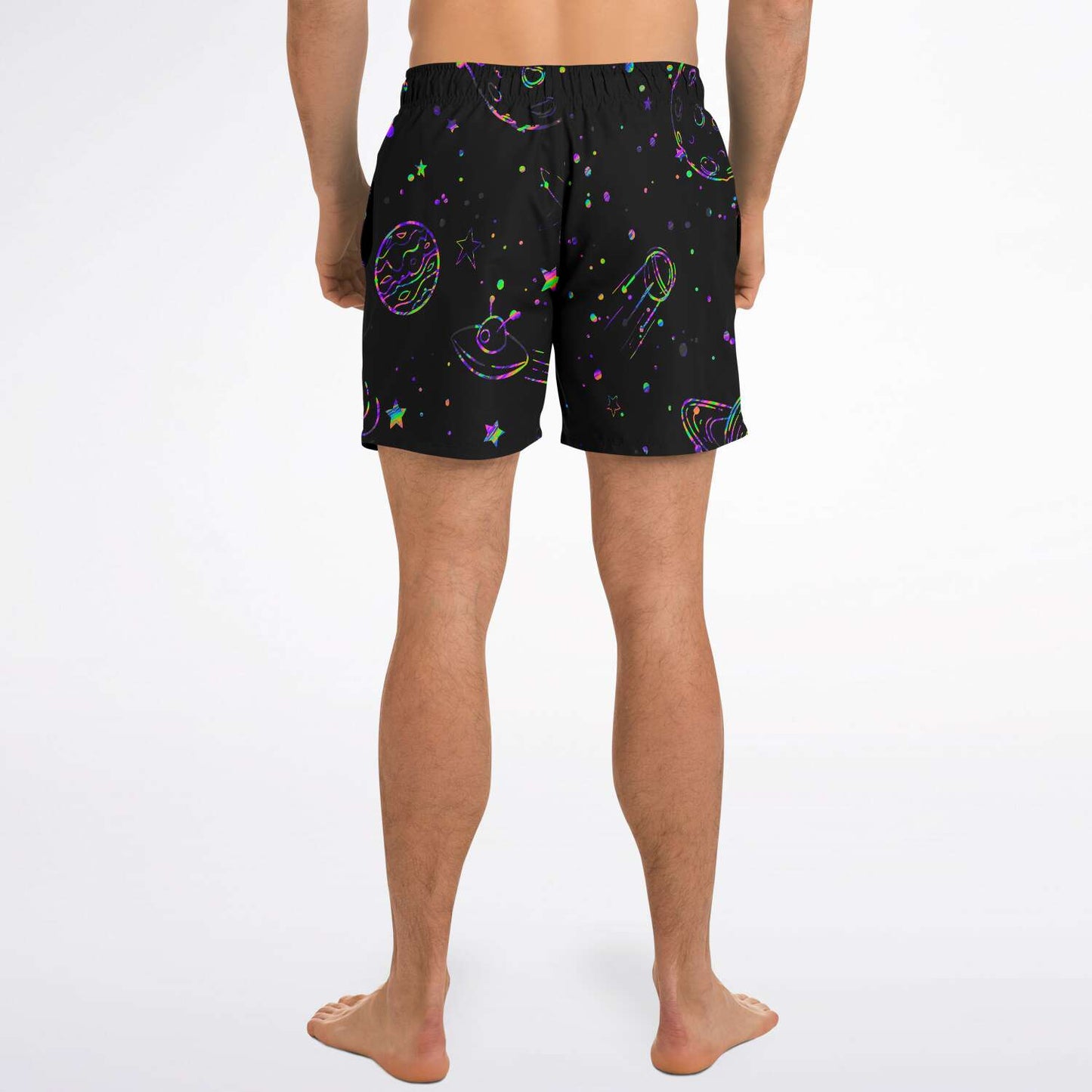 Black Outer Space Rave Swim Trunks