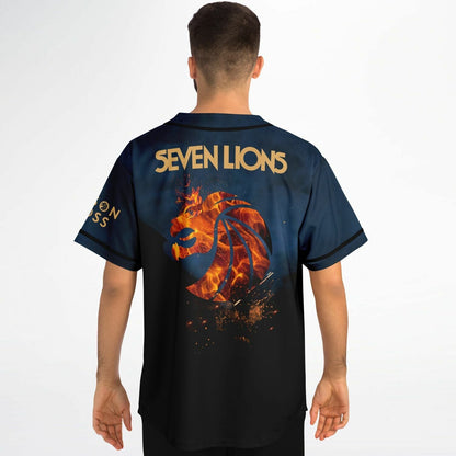 Seven Lions Navy Blue Fiery Lion Rave Baseball Jersey
