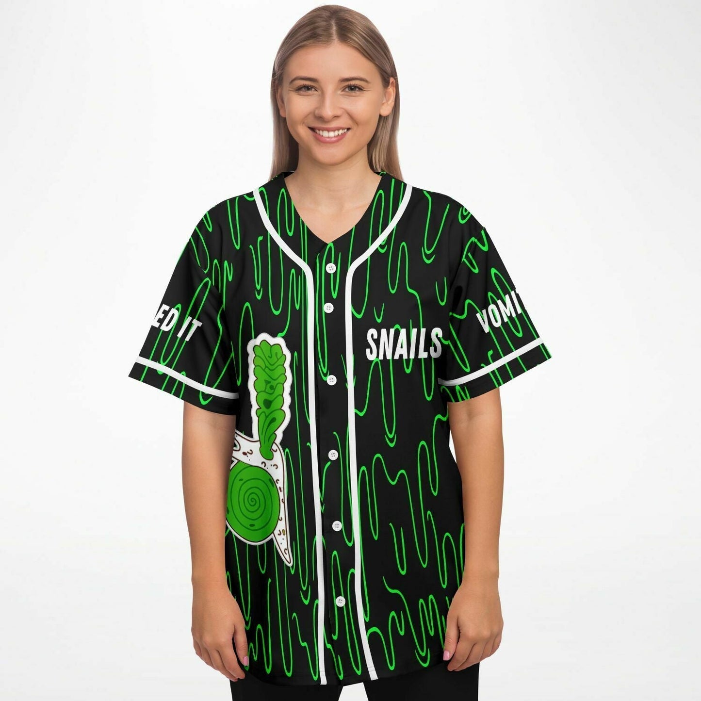 Snails Black Green Dripping Rave Baseball Jersey