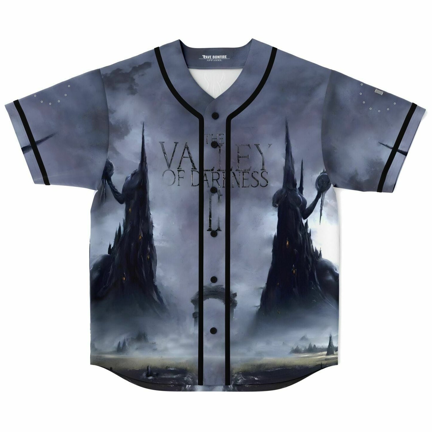 Sullivan King Dark Grey Fantasy Landscape Rave Baseball Jersey