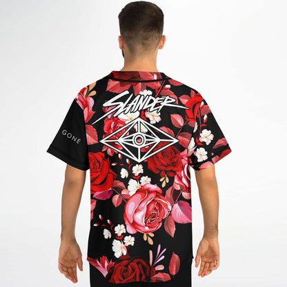 Slander Black Realistic Red Rave Baseball Jersey