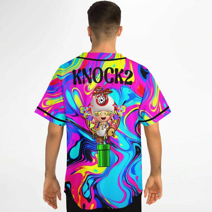 Knock2 Vivid Pink Psychedelic Marbled Rave Baseball Jersey