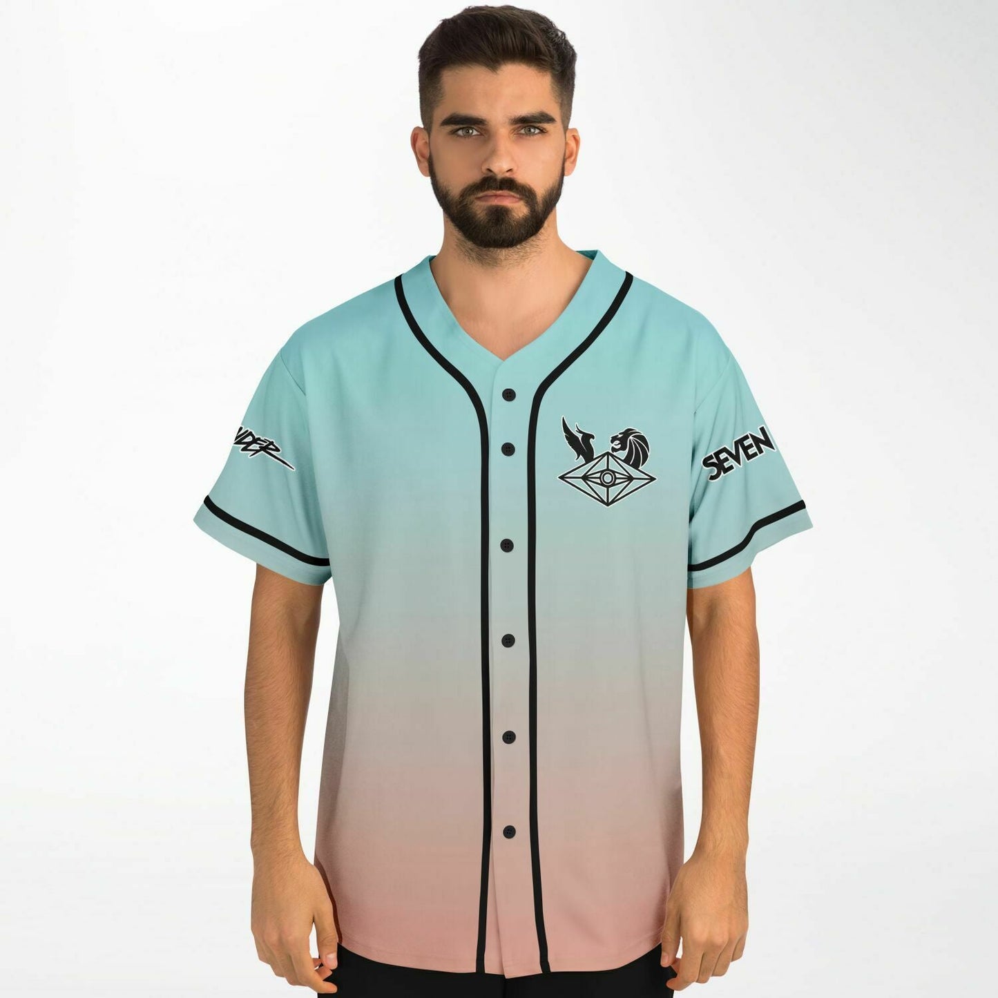Seven Lions Teal Peach Diamond Rave Baseball Jersey