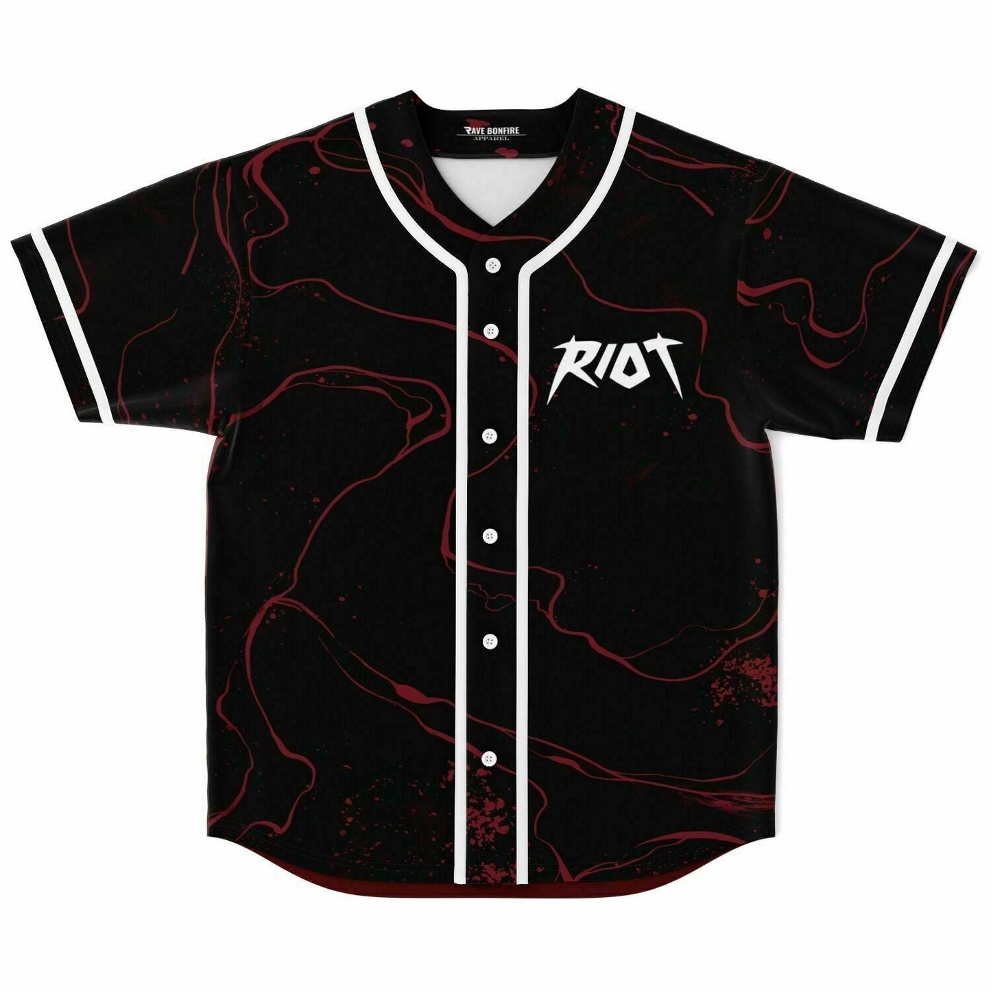 RIOT Black Marbled Red Rave Baseball Jersey