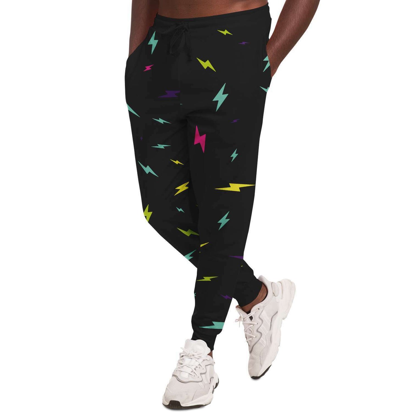 Black Scattered Lightning Rave Joggers