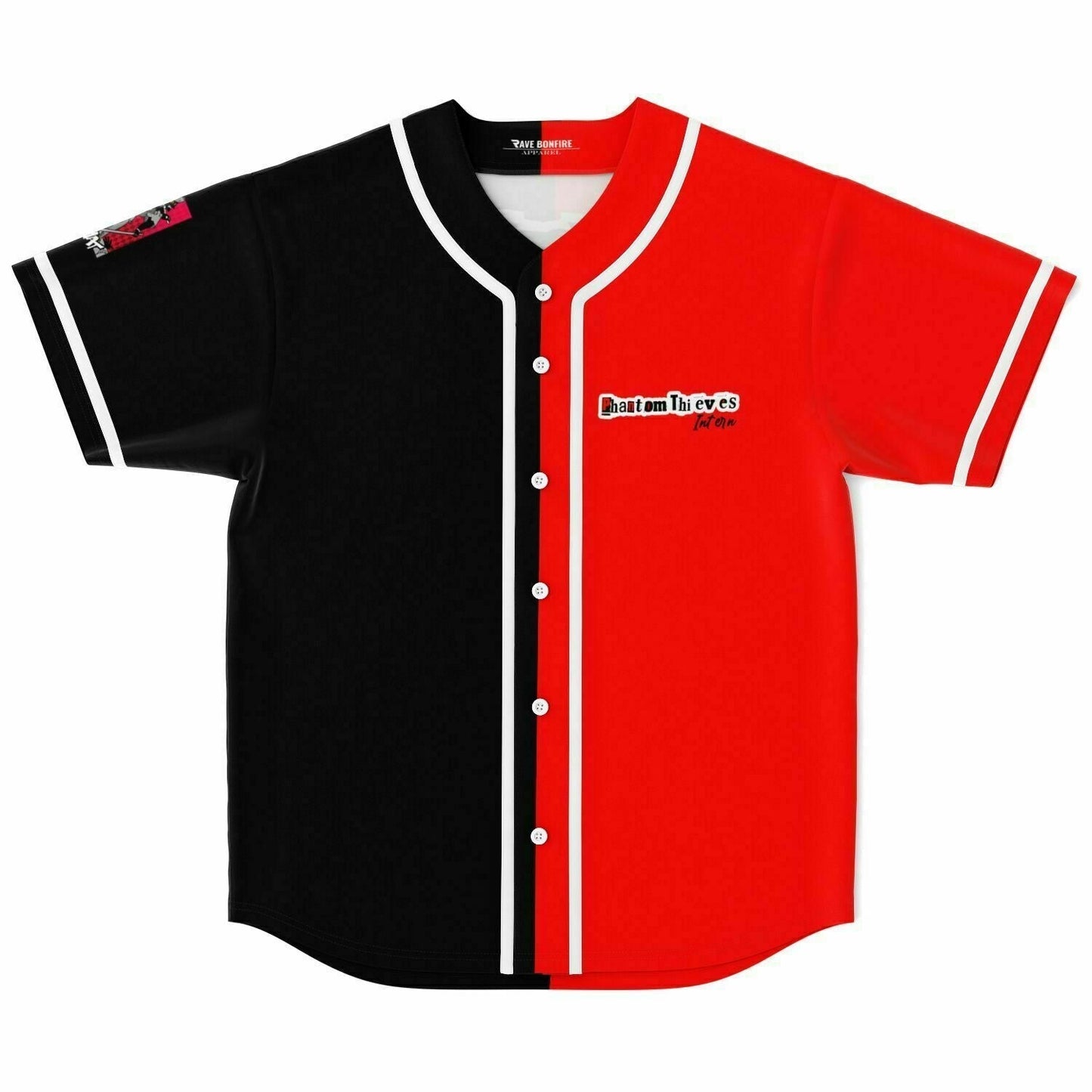 Split Red Persona 5 Rave Baseball Jersey