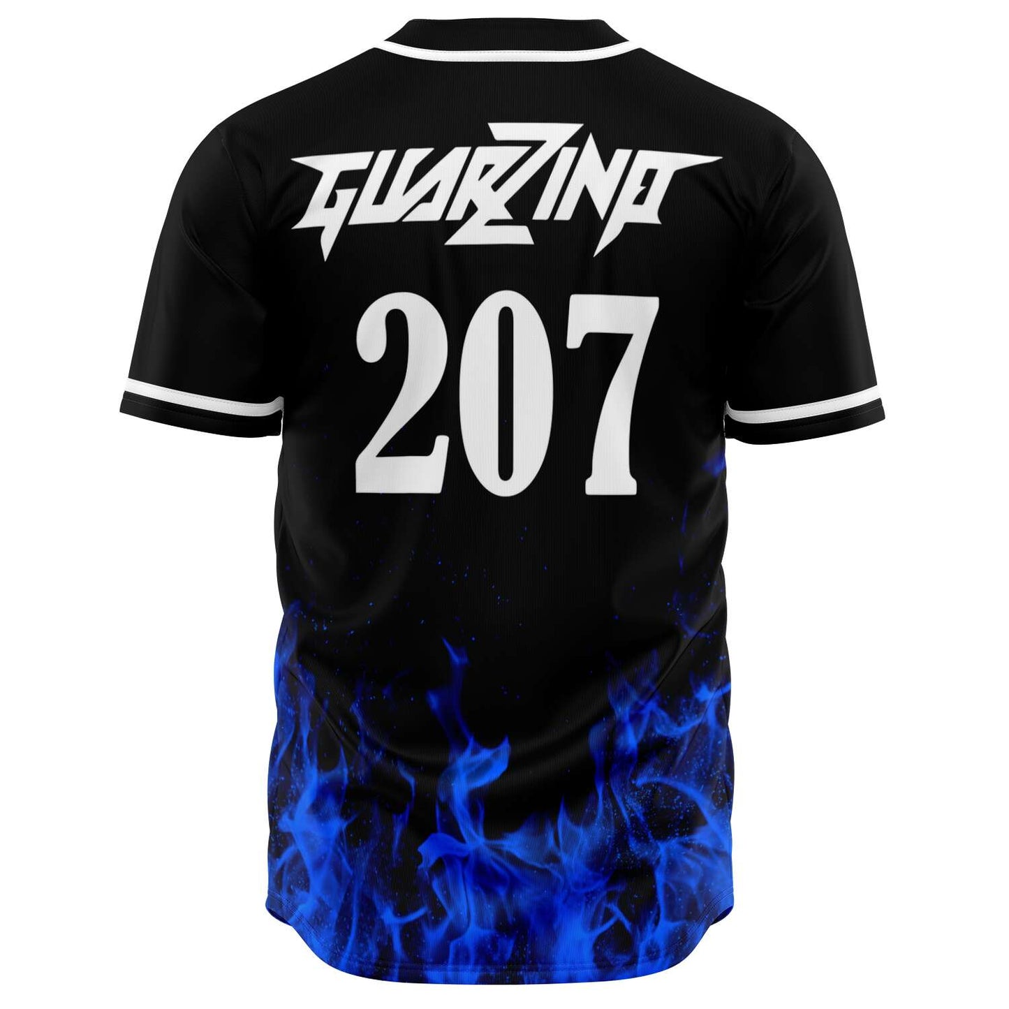 Guarzino Black Blue Fire Rave Baseball Jersey