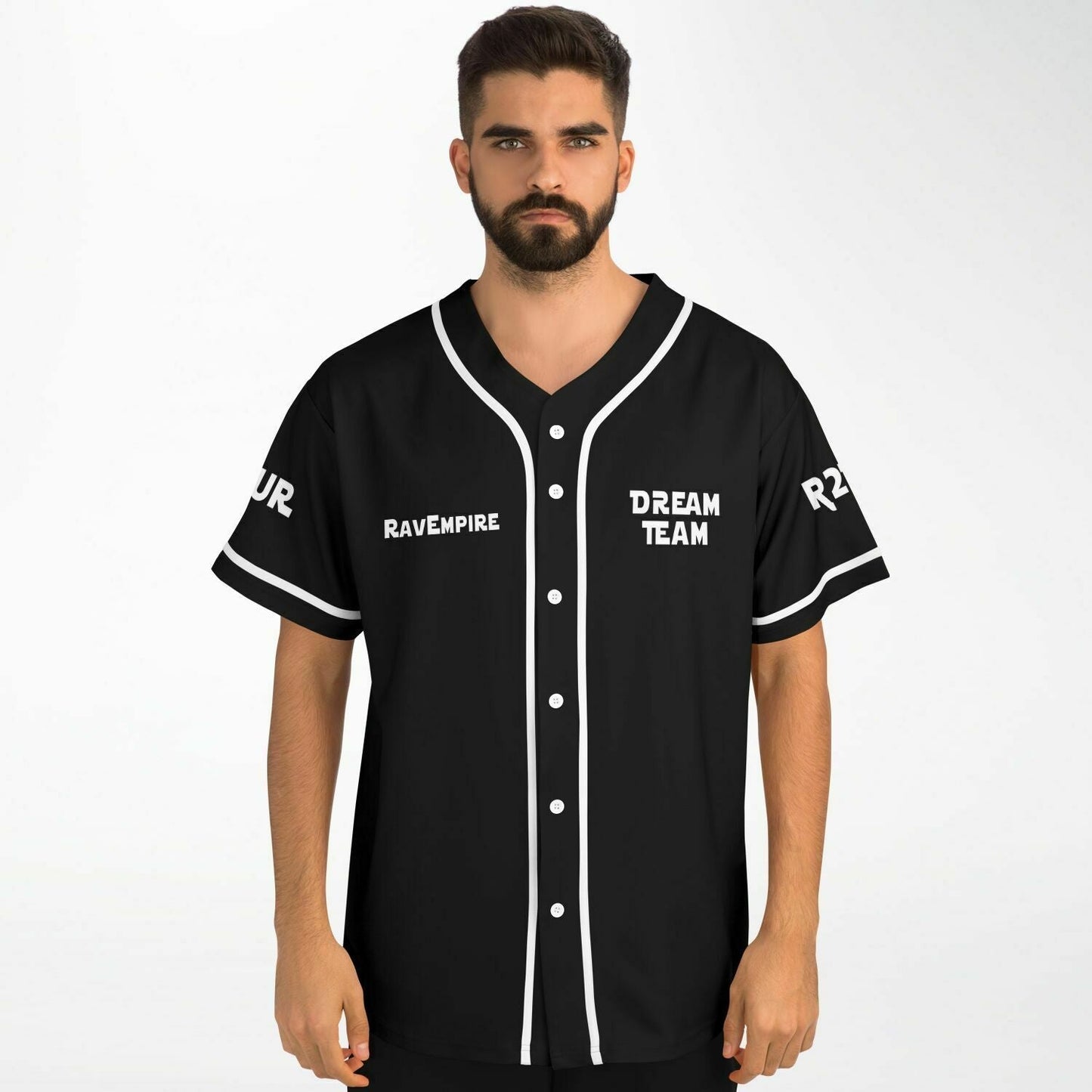 Black Chest Text Rave Baseball Jersey