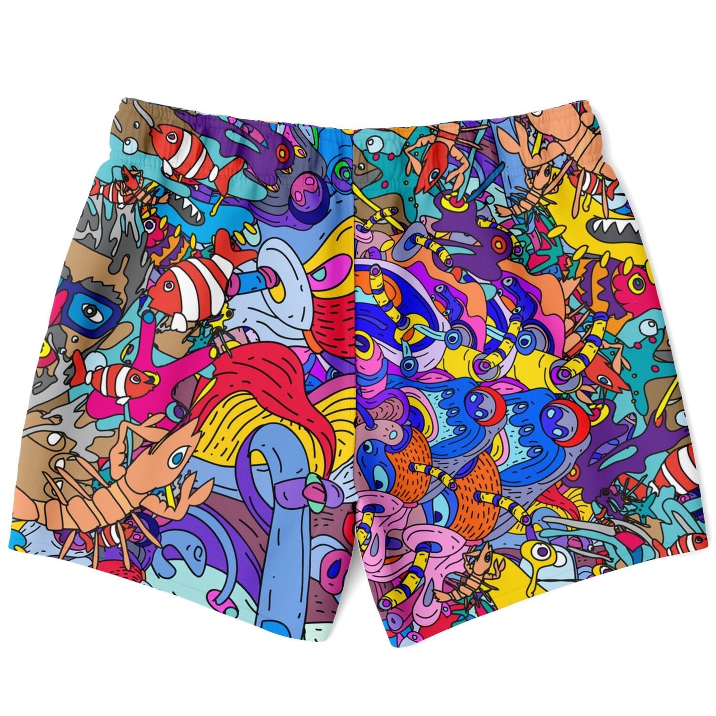 — Blue Dense Cartoon Rave Swim Trunks