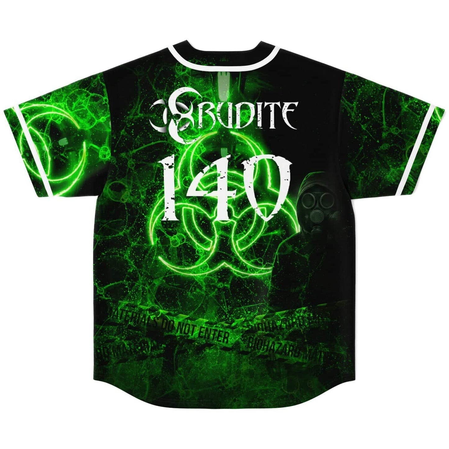 Erudite Black Glowing Biohazard Rave Baseball Jersey