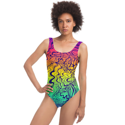 Rainbow Gradient Liquid Rave Swimsuit