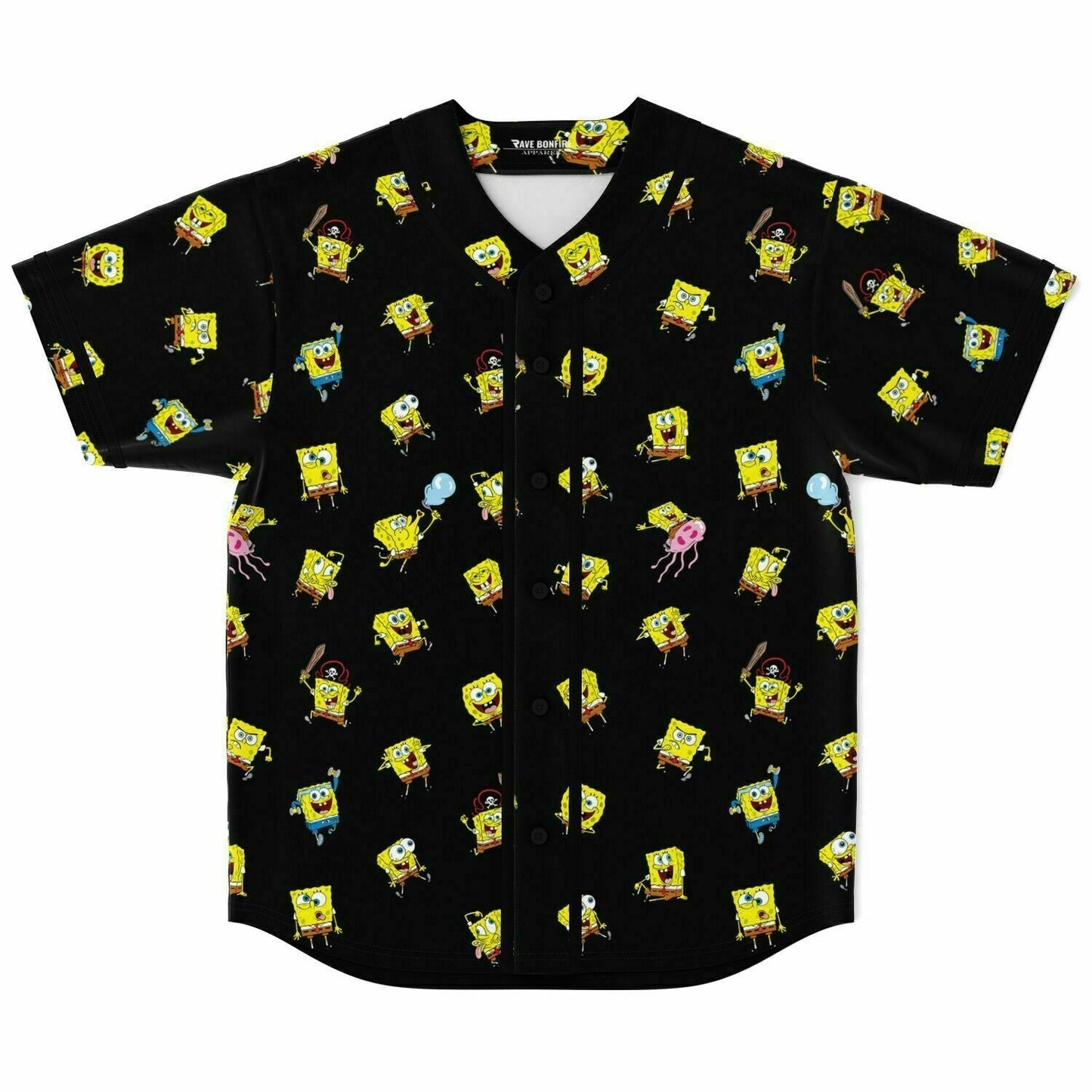 Black Repeating Tossed Rave Baseball Jersey