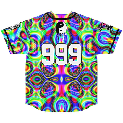 Black Split Kaleidoscopic Liquid Rave Baseball Jersey
