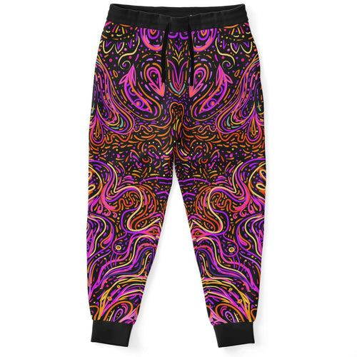 Black Ornate Swirling Rave Joggers
