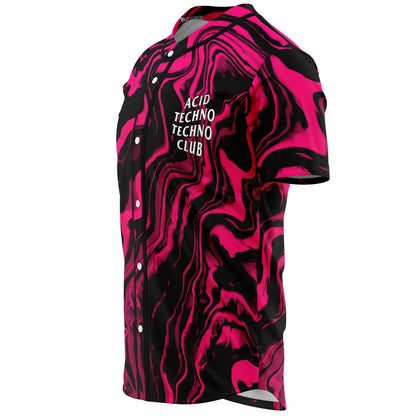 Hot Pink Liquid Marble Rave Baseball Jersey