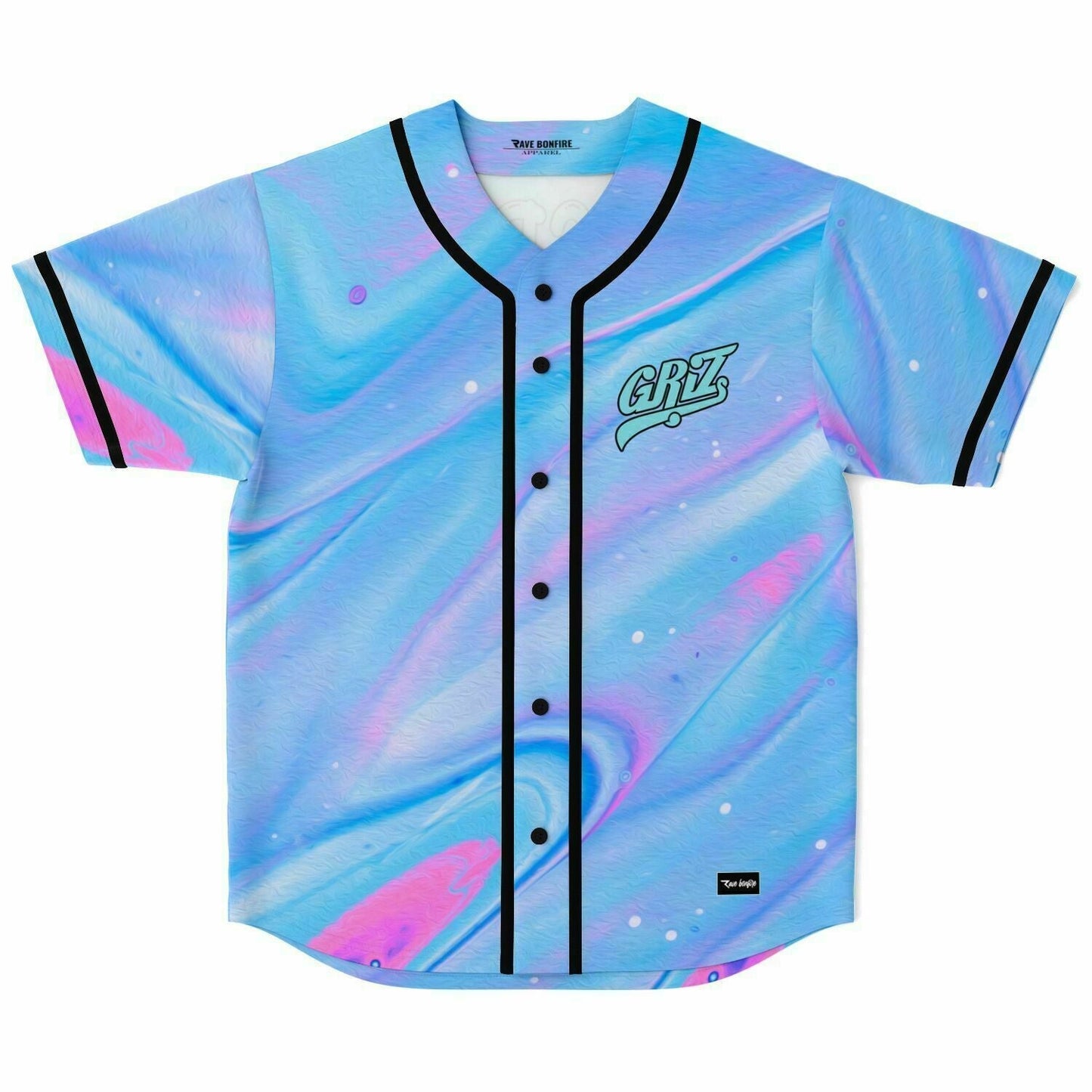 GRiZ Light Blue Holographic Liquid Rave Baseball Jersey