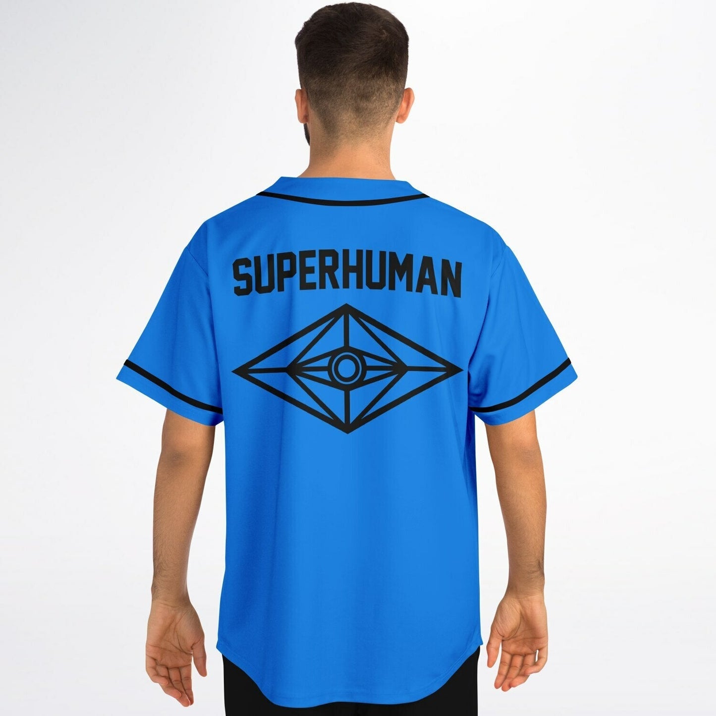 SLANDER Bright Blue ‘Slander’ Brush Rave Baseball Jersey
