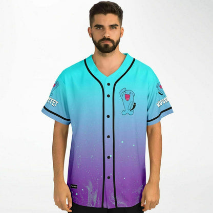 Teal Cartoon Blue Rave Baseball Jersey