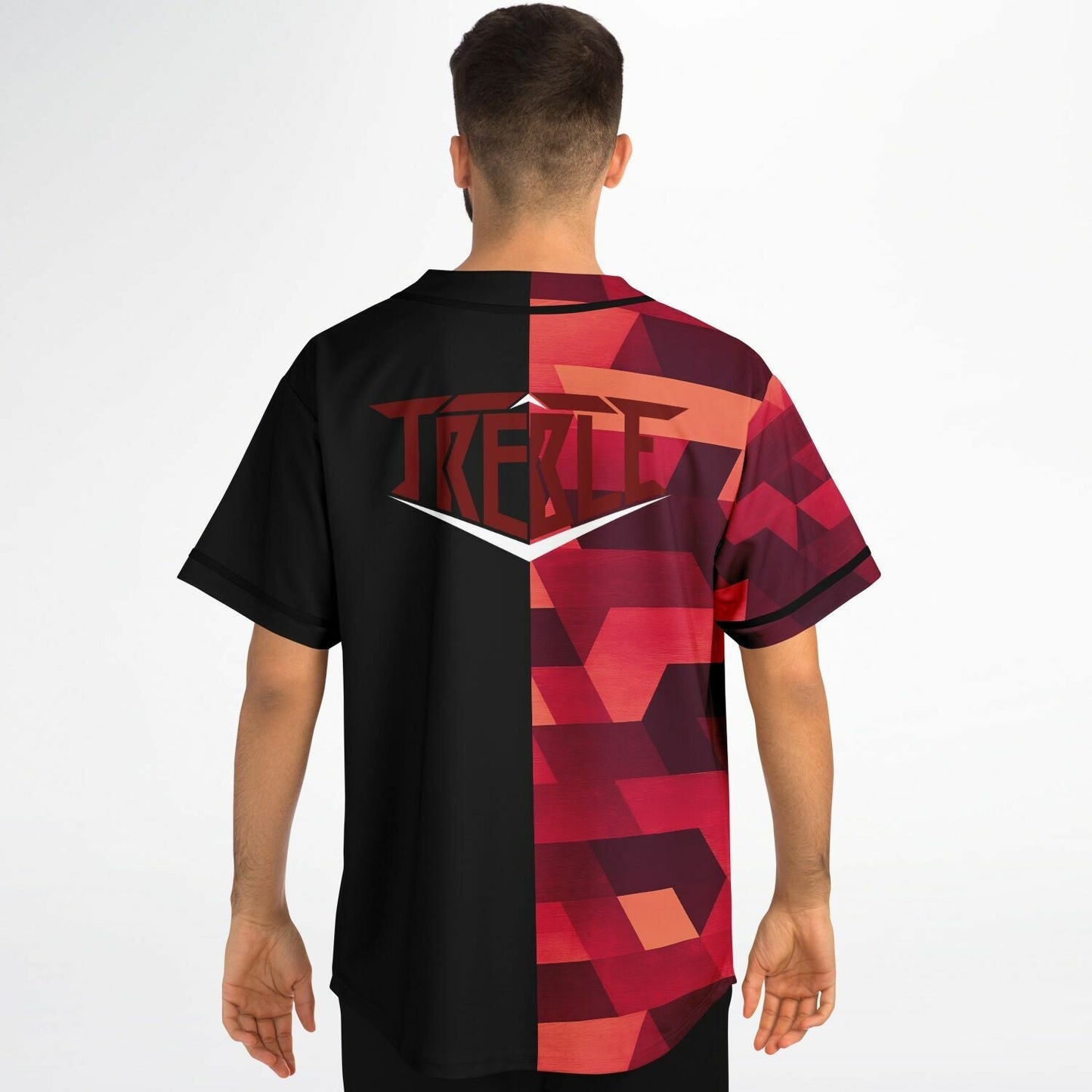 Red 3D Isometric Rave Baseball Jersey