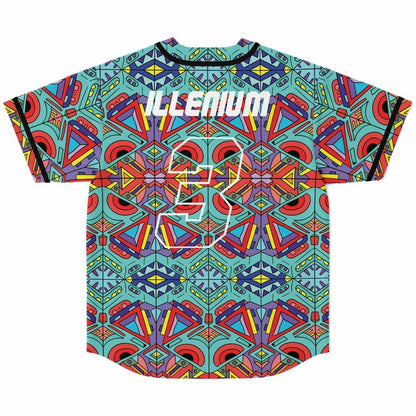 Illenium Teal Symmetrical Kaleidoscopic Rave Baseball Jersey