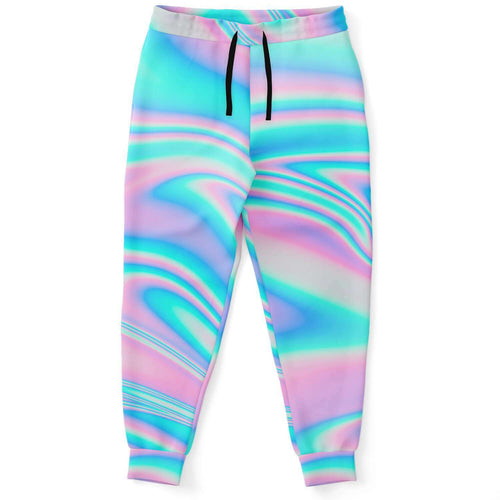 Pastel Holographic Iridescent Liquid Rave Joggers