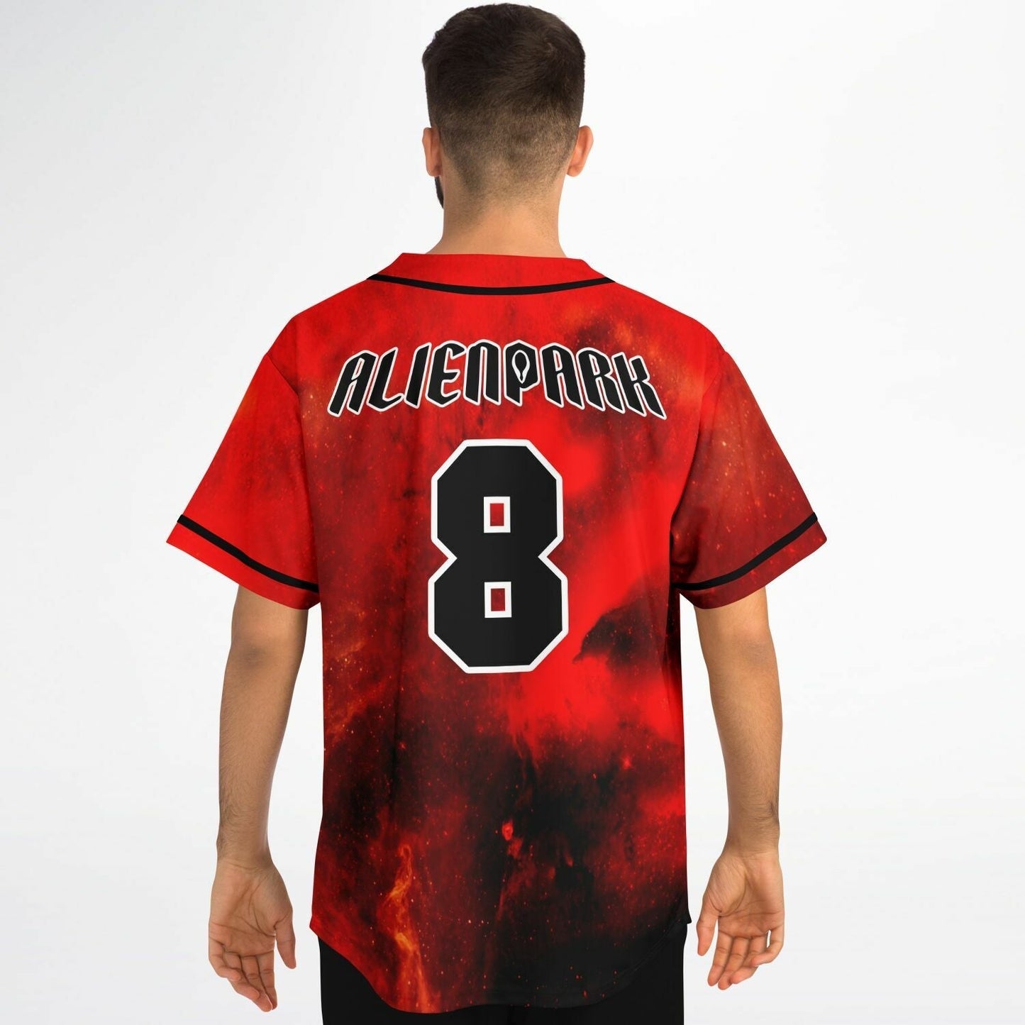 Deep Red Space Nebula Rave Baseball Jersey