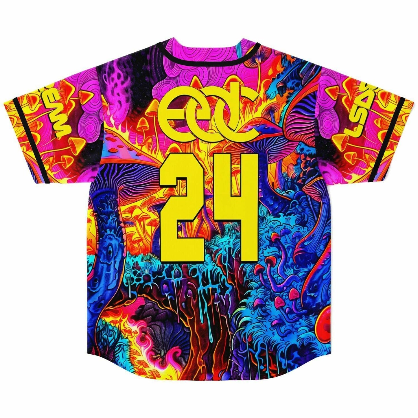 EDC Hot Pink Psychedelic Glowing Rave Baseball Jersey