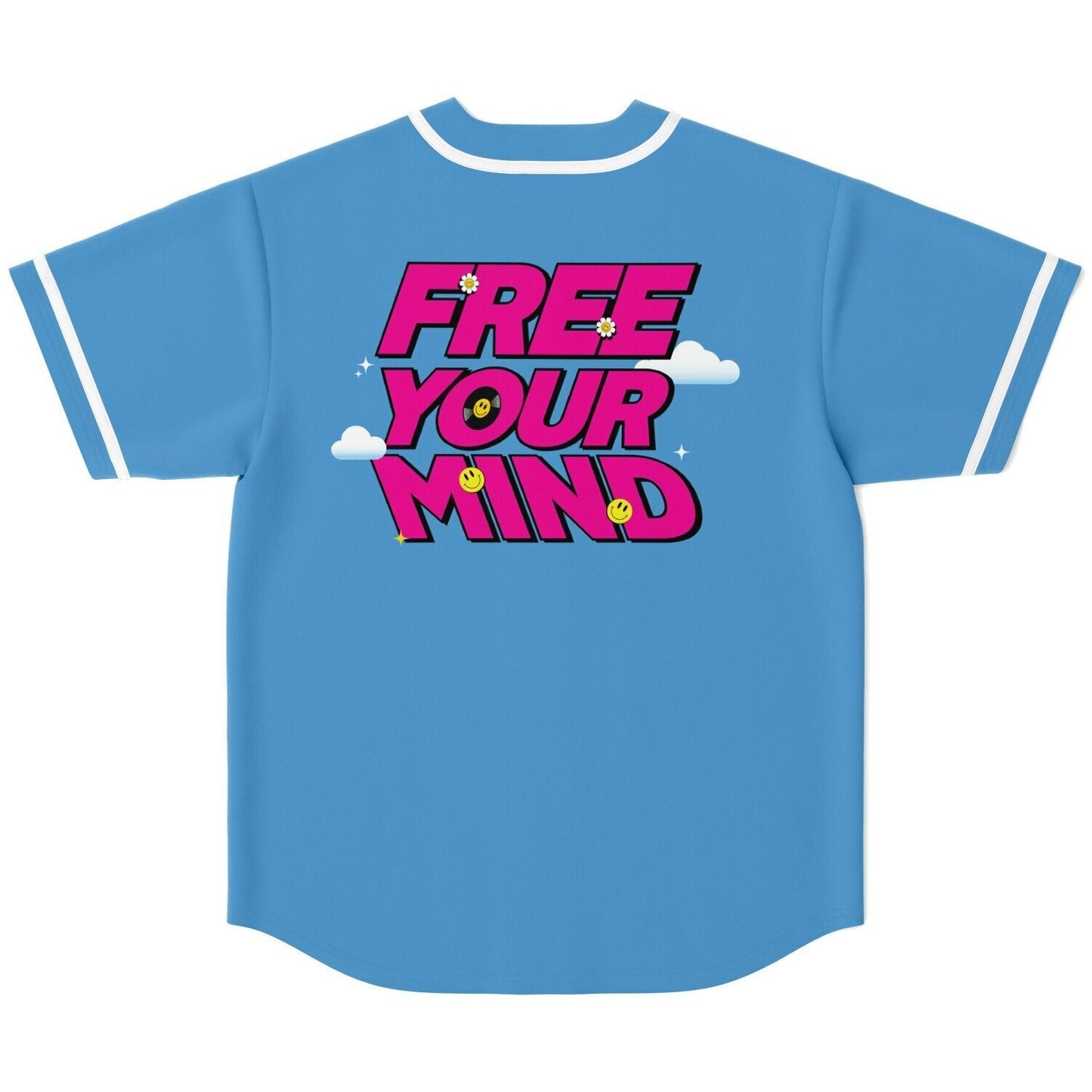 Sky Blue Bubbly Slogan Rave Baseball Jersey