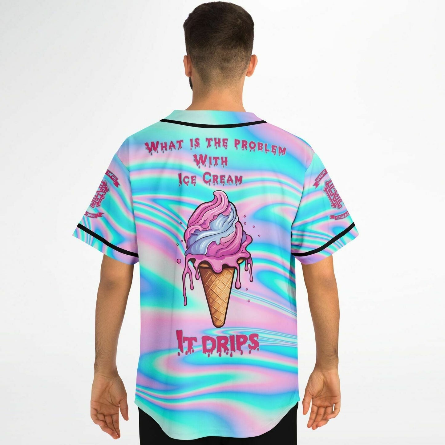 GRiZ Pastel Holographic Iridescent Liquid Rave Baseball Jersey