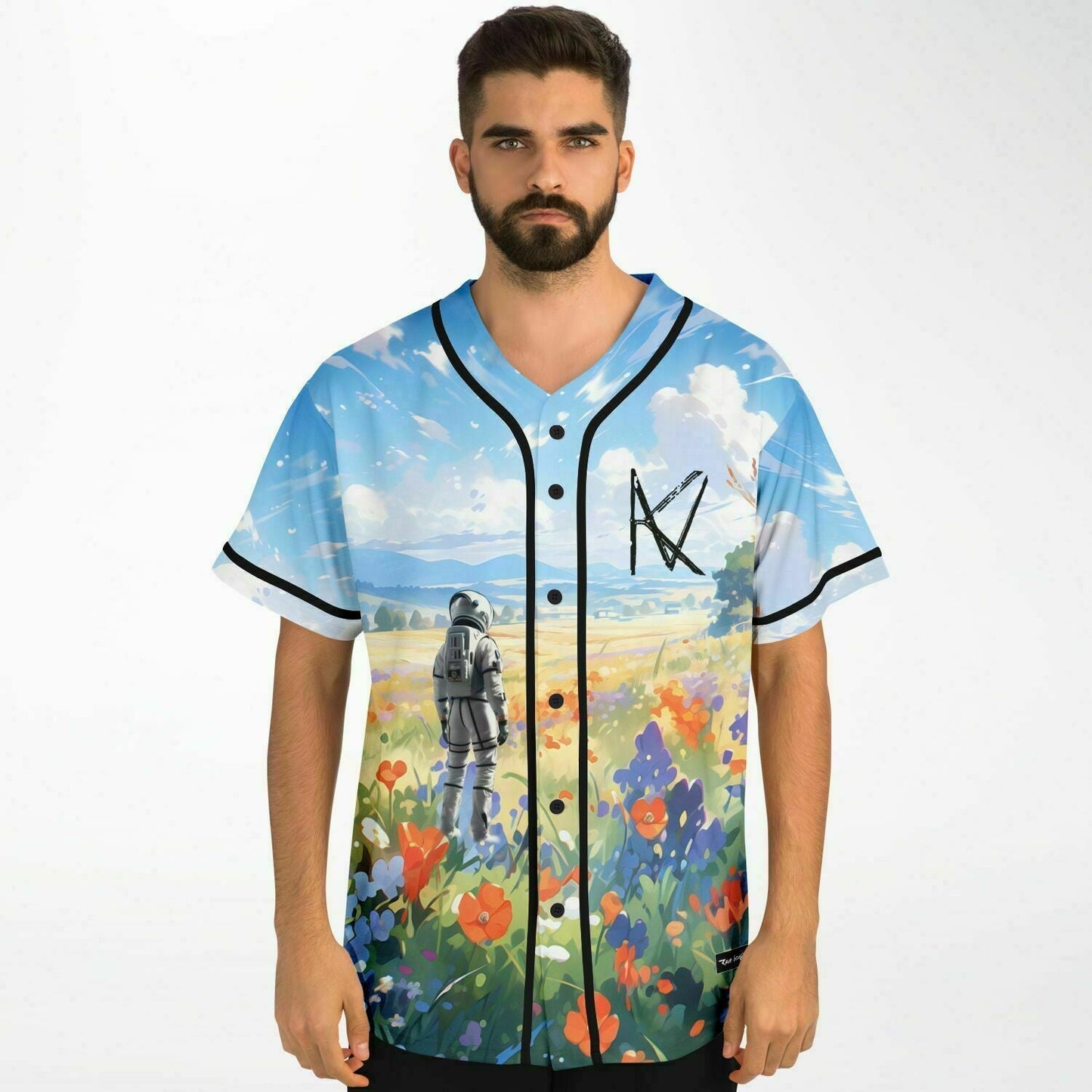 Kaivon Sky Blue Astronaut Standing Rave Baseball Jersey