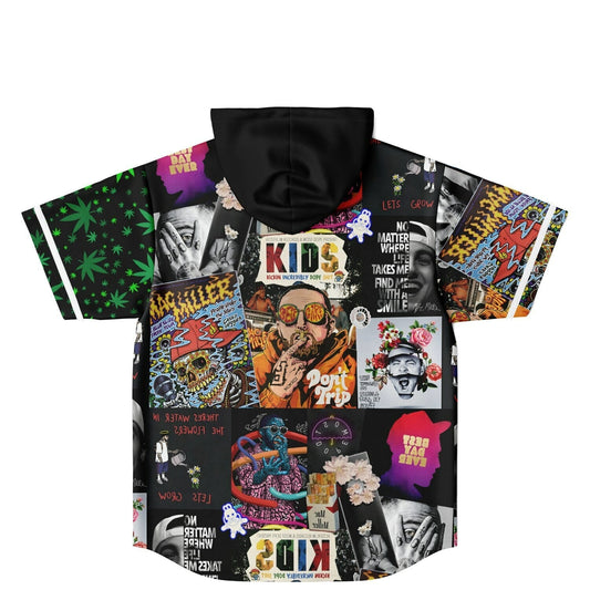 Mac Miller Collage Black Photo Rave Hooded Baseball Jersey