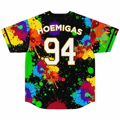 Black Colorful Paint Rave Baseball Jersey