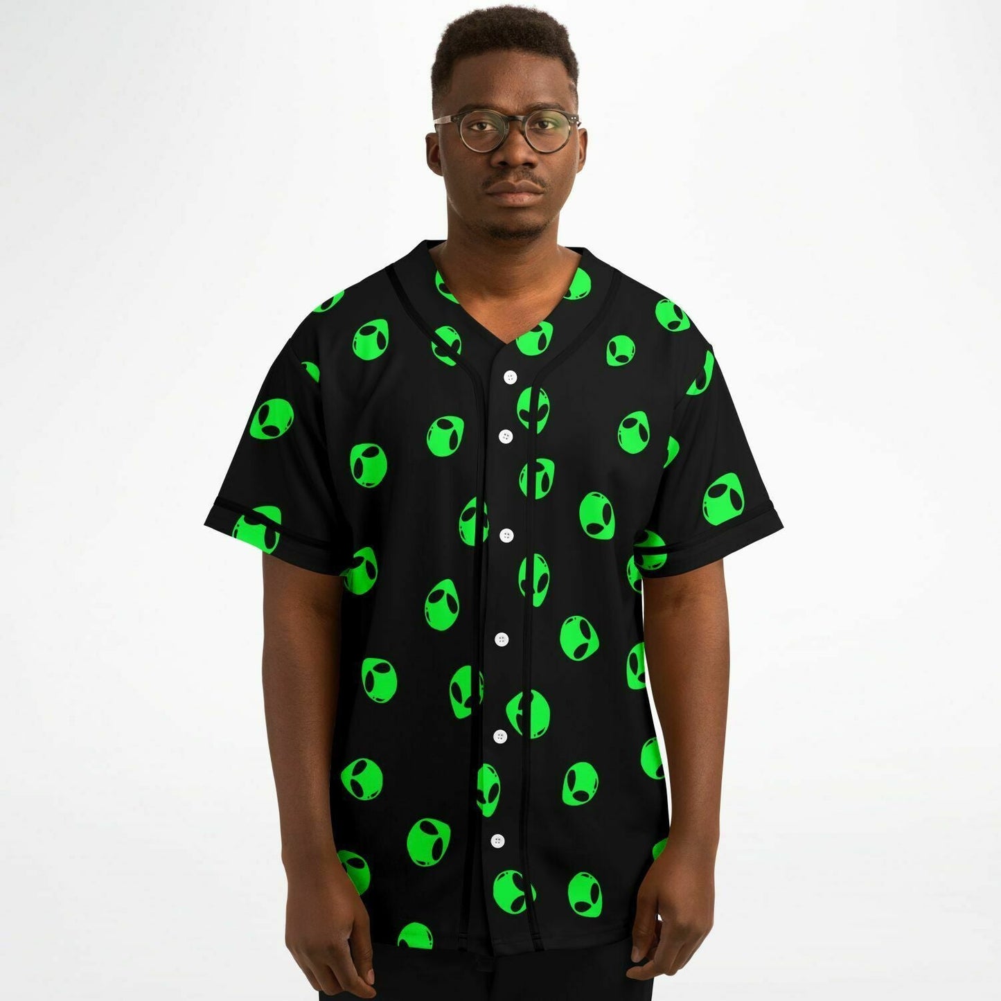Black Repeating Cartoon Rave Baseball Jersey