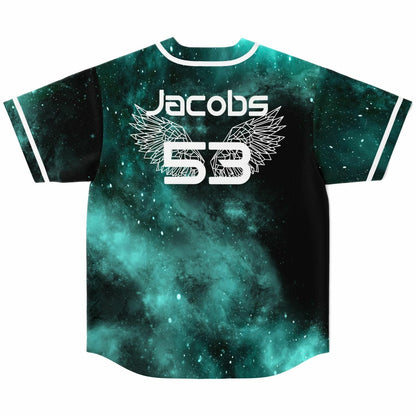 Teal Green Black Galaxy Rave Baseball Jersey
