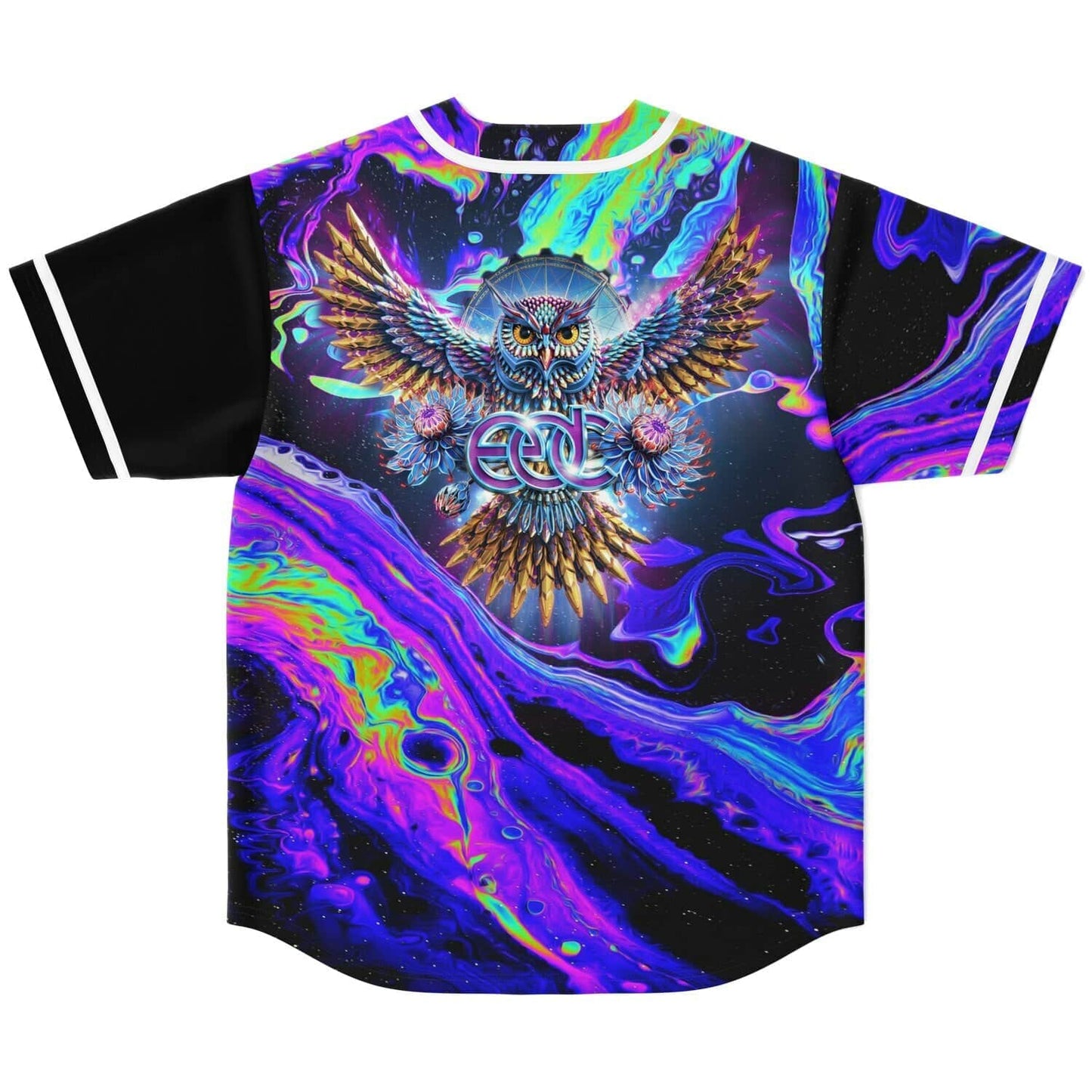 EDC Black Psychedelic Liquid Rave Baseball Jersey
