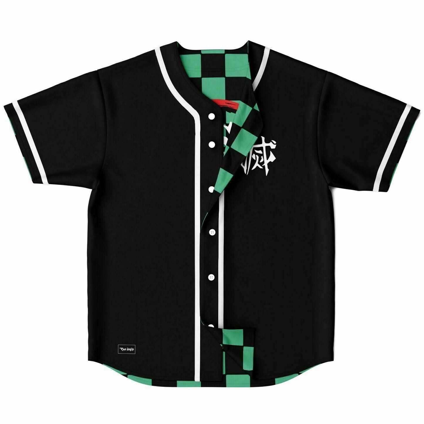 Bass Slayer Green Checkerboard Anime Reversible Baseball Jersey