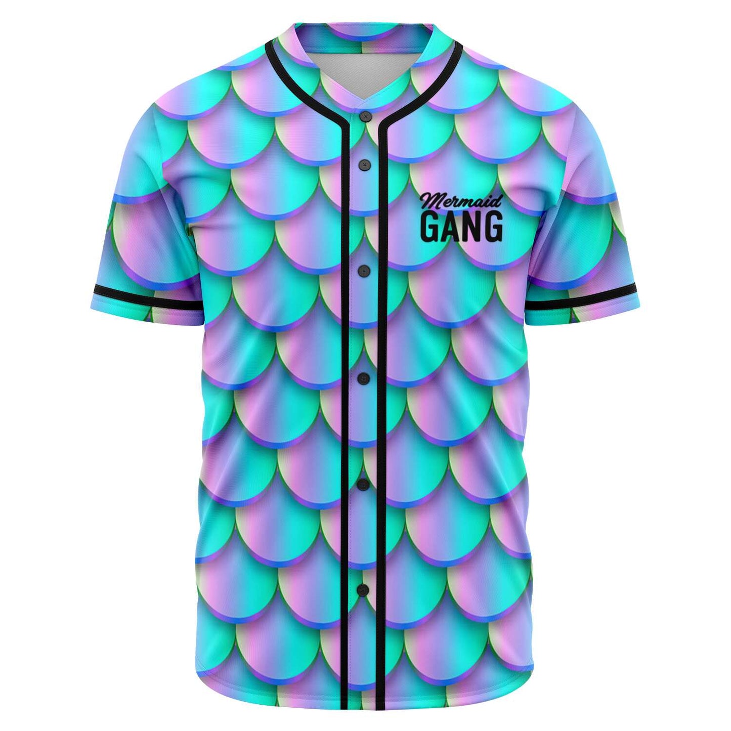Iridescent Teal Mermaid Fish Rave Baseball Jersey