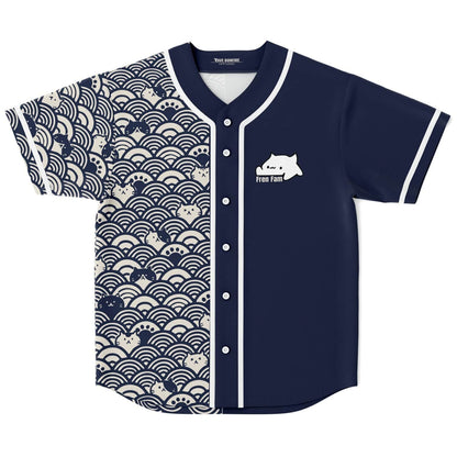 Navy Blue Japanese Seigaiha Rave Baseball Jersey