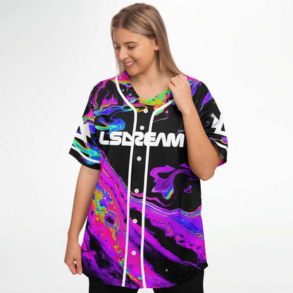 LSDREAM Black Trippy Liquid Rave Baseball Jersey