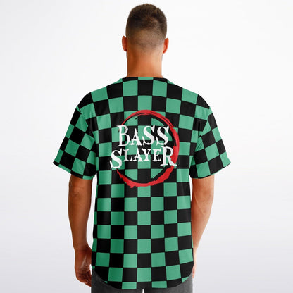 Bass Slayer Green Checkerboard Anime Reversible Baseball Jersey