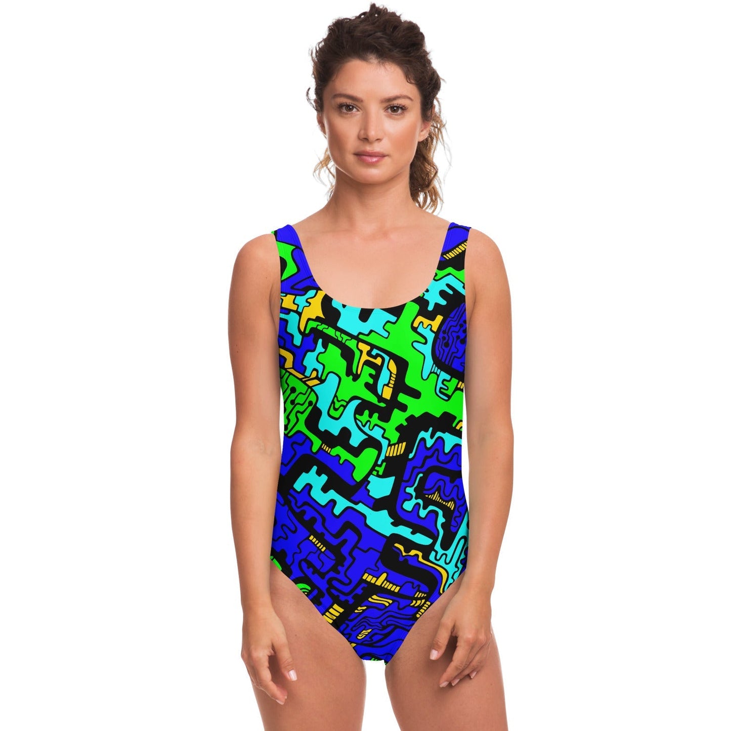 Royal Blue Abstract Squiggly Rave Swimsuit