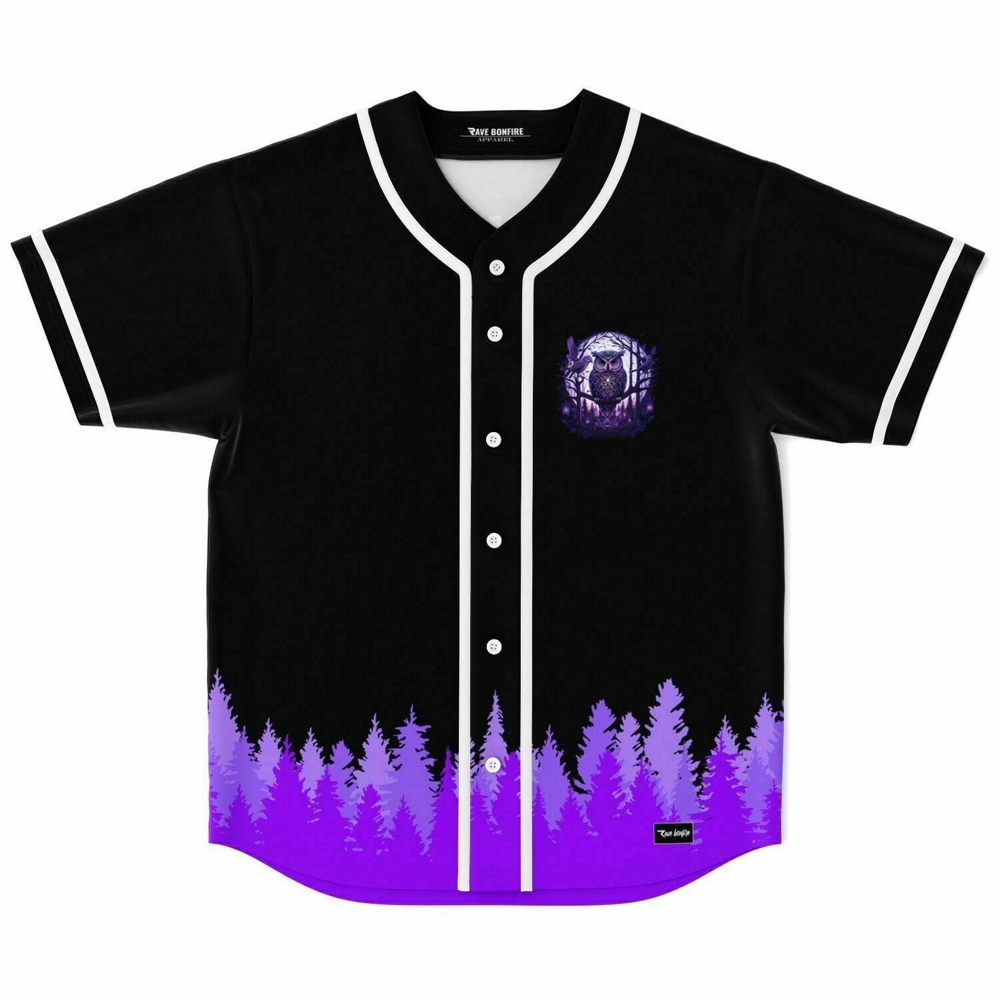 Black Nighttime Pine Rave Baseball Jersey