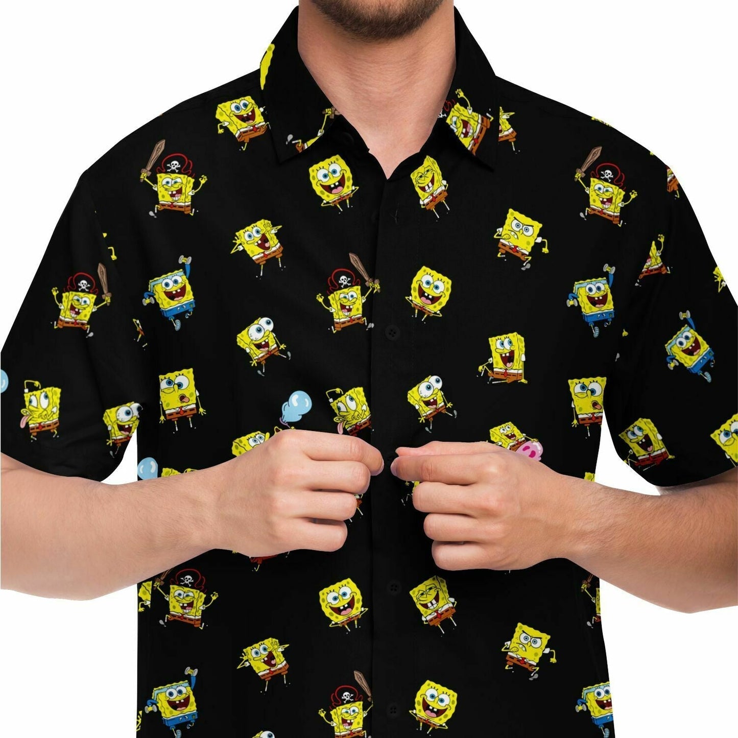 Spongebob Mood Short Sleeve Button Down Shirt