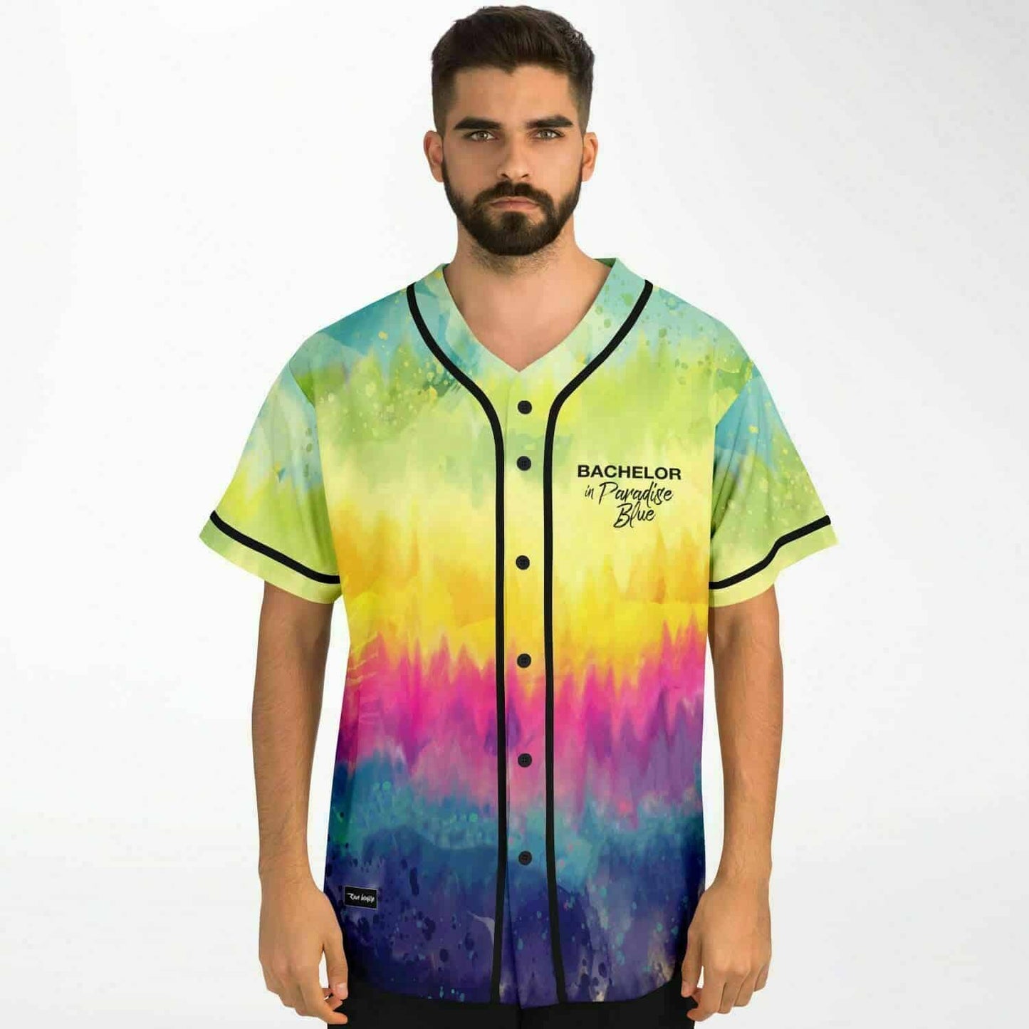 Watercolor Rainbow Tie Dye Rave Baseball Jersey
