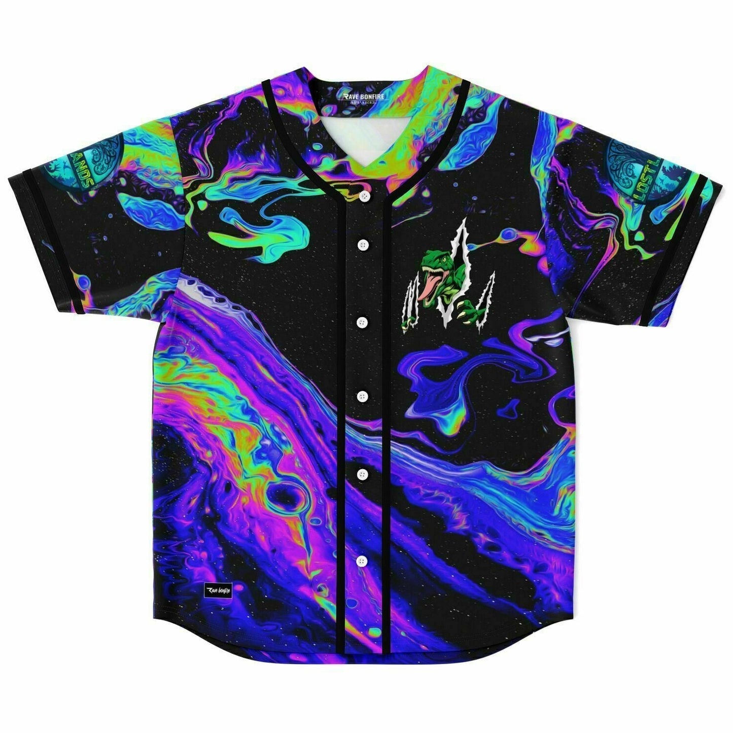 Black Psychedelic Liquid Rave Baseball Jersey