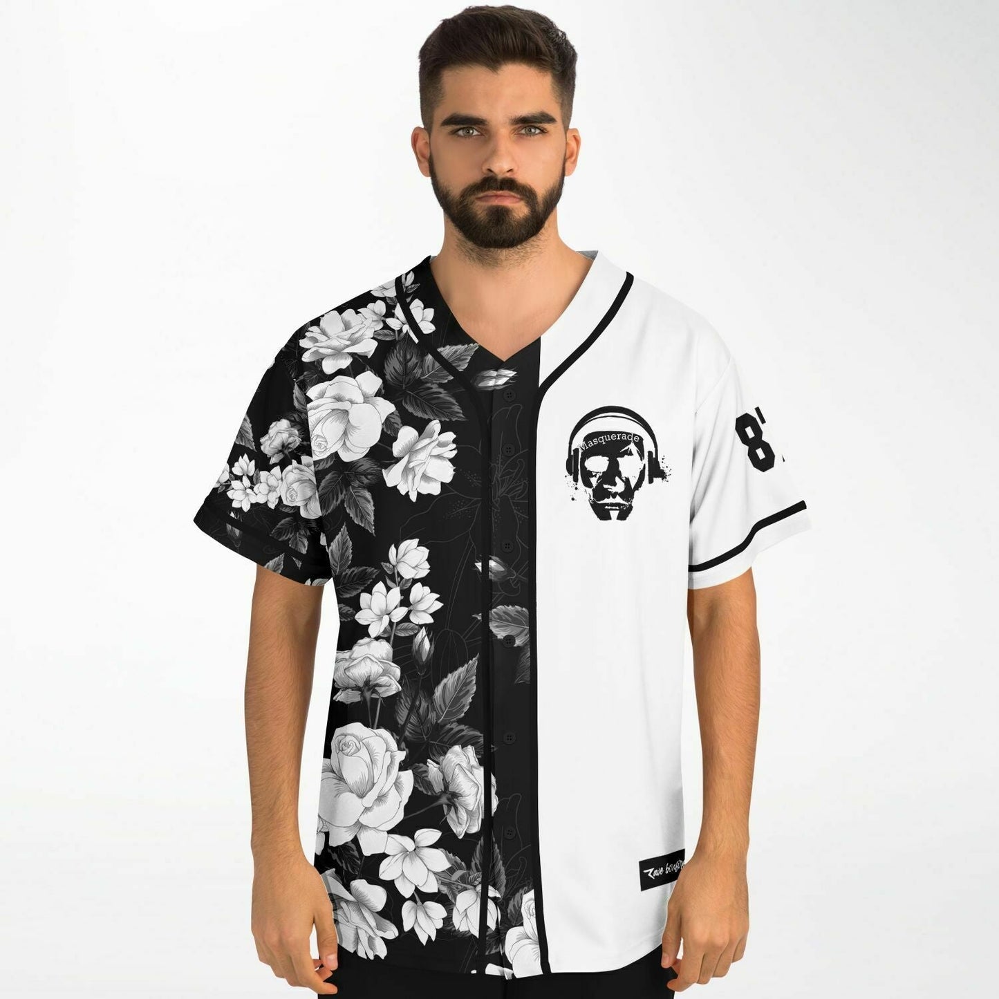 Masquerade Black White Split Rave Baseball Jersey