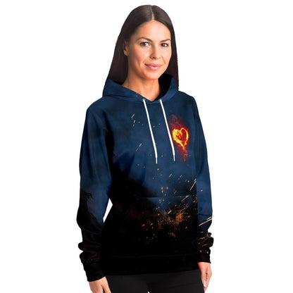 Flaming Heart Navy Ember Rave Hoodie