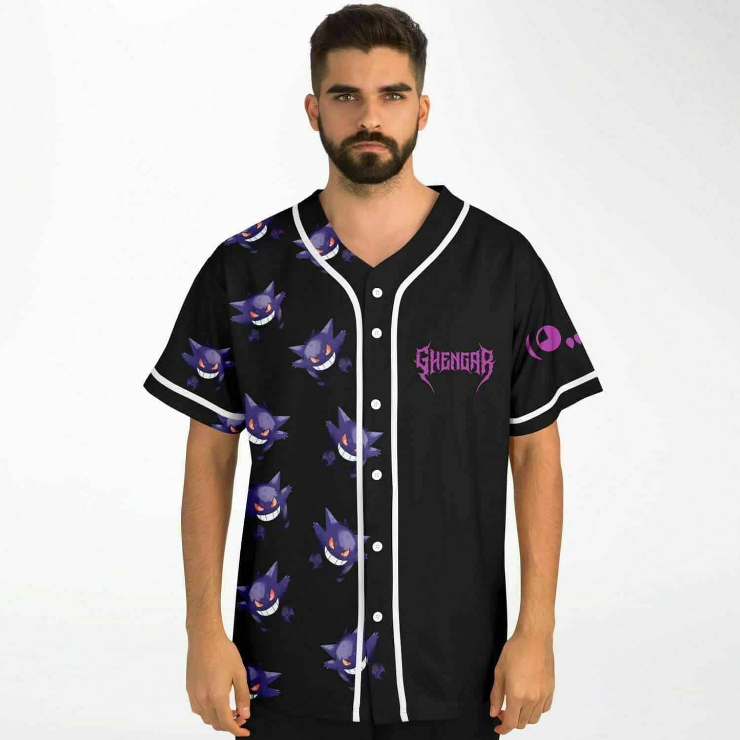 Black Repeating Purple Rave Baseball Jersey