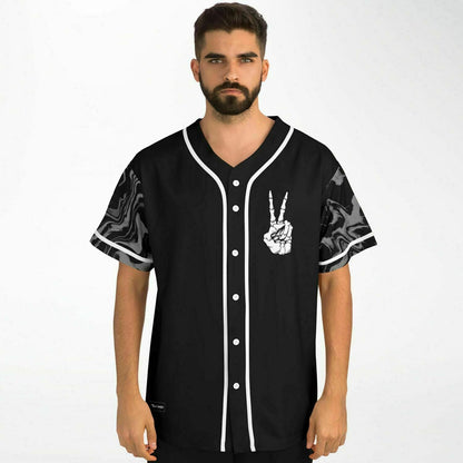 Black Skeleton Hand Rave Baseball Jersey