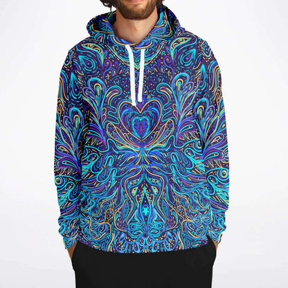 Indigo Psychedelic Doodle Heart Rave Hoodie